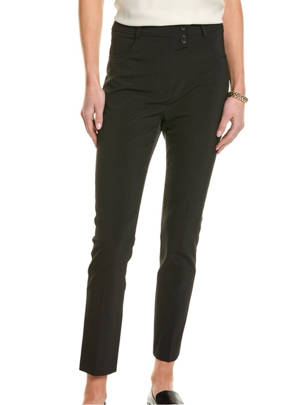 THEO The Label Aphrodite Techno Button Front Pant in Black Size M NWT
